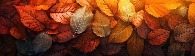 Naklejka na ściany i meble Autumnal Harvest A Collection of Fallen Leaves Generative AI
