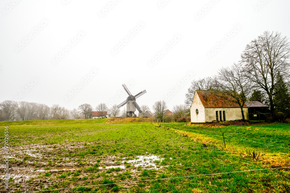 Wall mural winter landscape on the elbe.