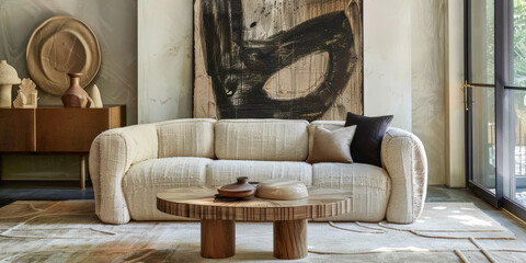 Elegant home interior design with minimalist decor staging
