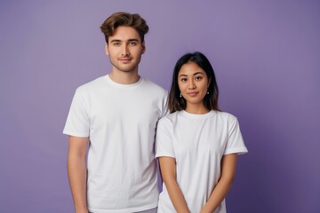 Obraz premium Casual Young Caucasian Man and South Asian Woman Together