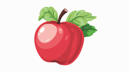 Red apple icon with green leaves.vector flat vector isolated