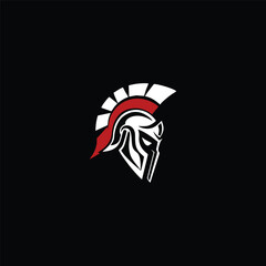 Spartan military helmet logo design template, vector icon illustration
