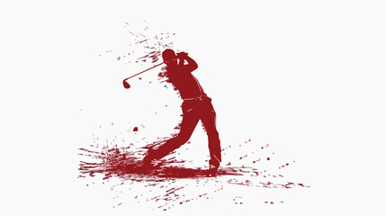 Scratched vector silhouette golfer flat vector isolated
