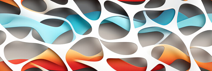 Abstract 3D rendering of intertwined colorful shapes. seamless pattern