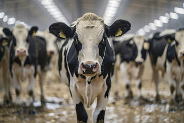 Healthy cows in a cow breeding farm - obrazy, fototapety, plakaty