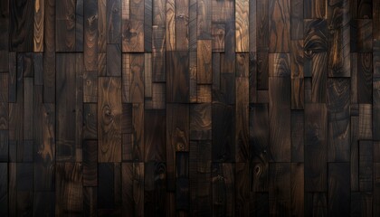 Brown wooden acoustic panels wall texture on wood background for interior design
