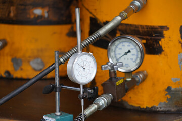 old clock and a pressure gauge