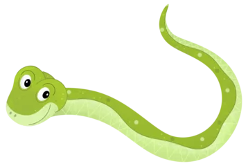 Foto auf Glas cartoon scene with snake animal theme isolated on white background illustration for children © agaes8080