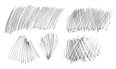 Set of graphite pencil strokes isolated on white