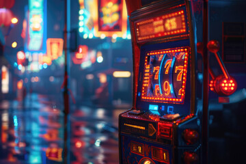 Slot machines in the casino room - obrazy, fototapety, plakaty