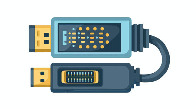 The Illustration of DVI Connector in Front flat vector