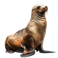 steller's sea lion in motion isolated transparent background