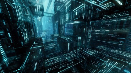 Dynamic technology background with lines of intricate code ...