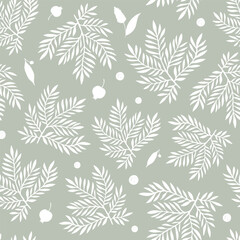 Seamless pattern with hand drawn branches. - 777036929
