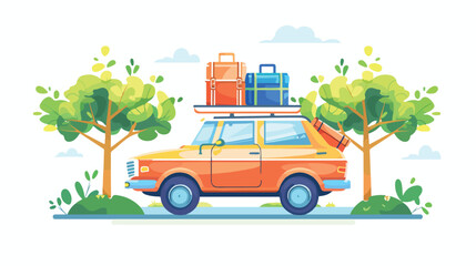 Travel and vacation. Travel by car with baggage on the