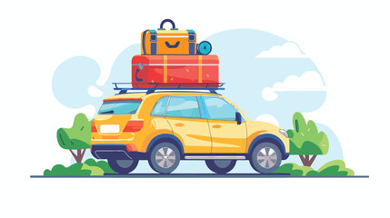 Travel and vacation. Travel by car with baggage on the