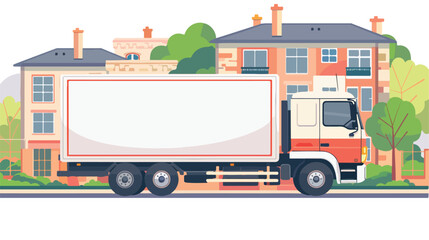 Truck home deliveryflat designonline shopping. flat vector