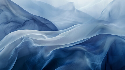 Abstract Elegance of Blue Silk Fabric in the Wind