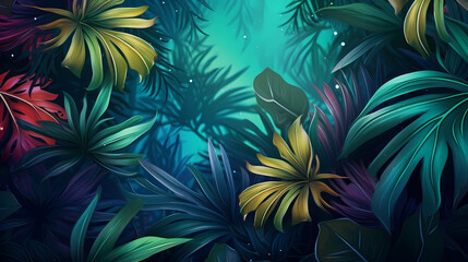 Naklejka premium Summer tropical leaves background