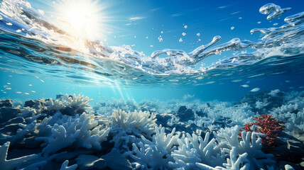 Naklejka na ściany i meble Sunlit Coral Reef Ecosystem