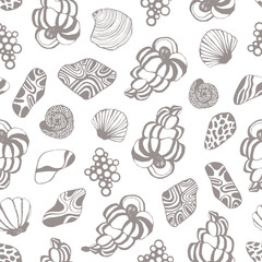 Seamless pattern with seashells. Vector background. - 777040956
