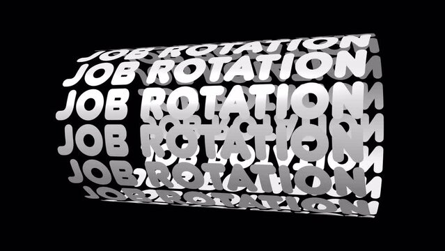 Rotating 3D "Job Rotation" text animation, business, concept, ideas, 4k, transparent background with alpha channel