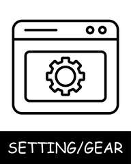 Settings, gear icon. Website, tab, setting, tuning, offer users the ability to customize their experience on the platform. Assistance in adjustments and optimization.