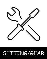 Screwdriver and wrench icon. Tools, repairs, services, tuning, offer users the ability to customize their experience on the platform. Assistance in adjustments and optimization.