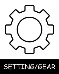 Gear, mechanism icon. Cogwheel, equipment, services, tuning, offer users the ability to customize their experience on the platform. Assistance in adjustments and optimization.