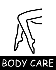Legs icon. Essence of body care, health, and beauty, girl, woman, parameters, figure, skin care, simplicity, physical health and self confidence. Korean cosmetics and personal care concept.