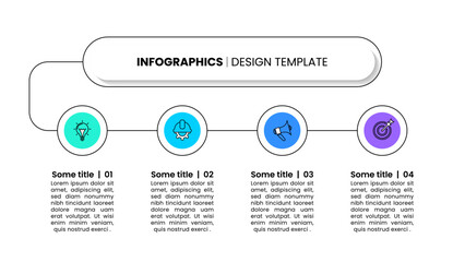 Infographic template. 4 linked circles with title
