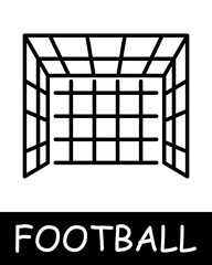Football, gate icon. Ball, hit, hit, outdoor activity, useful hobby, recreation, sports equipment and leisure activity. Healthy lifestyle concept.
