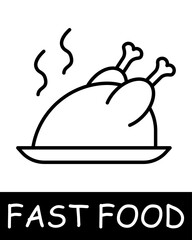Fast food icon. Junk food, grilled chicken, high percentage of fat, calories, allure of fast, flavorful meals despite their negative health implications. Fast, tasty but unhealthy food concept.