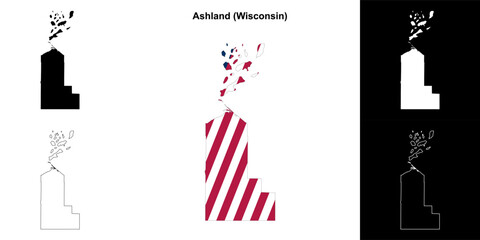 Ashland County (Wisconsin) outline map set