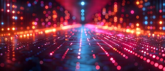 Obraz premium Neon lines on black background in digital techno design 3D rendering. Concept Neon Design, Digital Art, Techno Background, 3D Rendering, Black Neon Lines