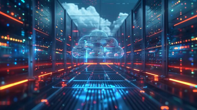 Futuristic Cloud Computing Data Center Aisle