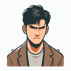 Vector image of an angry man's expression