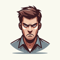 Vector image of an angry man's expression