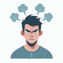 Vector image of an angry man's expression