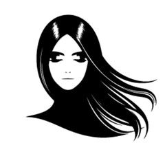minimalist Fashion woman with straight long shiny hair. Beauty and hair care vector black color silhouette, Black color silhouette png white background new-51