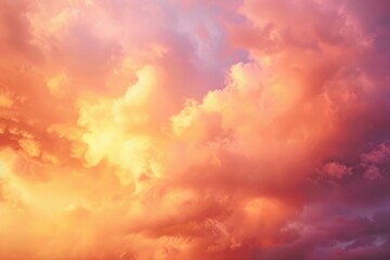 Afternoon Clouds. Dramatic Abstract Background of Orange and Pink Sky just after Sunset with Air and Atmosphere