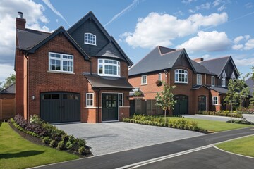 Block Paving Driveway at House: Enhancing Home Exteriors with Anthracite Grey Windows