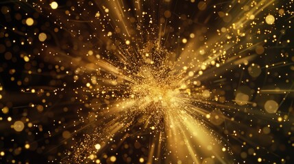 Celebrating with Gold Fireworks - Festive Holiday Background with Sparkling Lights and Symbols