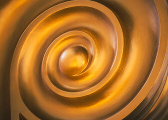 Gold Spiral curve cement ornament Close up architecture details - 777052542