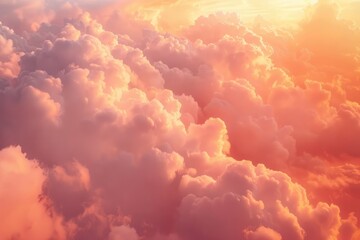 Dramatic Afternoon Clouds. Abstract Pink and Orange Sunset Sky with Dramatic Cloud Shape for Air and Atmosphere Background