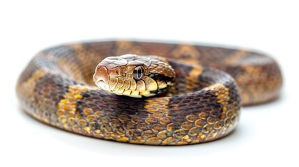 Obraz premium Isolated Snake on White. Realistic Serpent Reptile in Wildlife Nature, Isolated on White Background