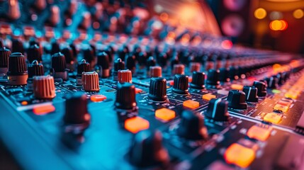 Fototapeta premium Music Studios: Showcase the behind-the-scenes of music production in recording studios, including mixing boards, microphones, and soundproof rooms