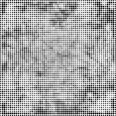 Halftone faded gradient texture. Grunge halftone grit background. White and black sand noise wallpaper. Retro pixilated vector backdrop