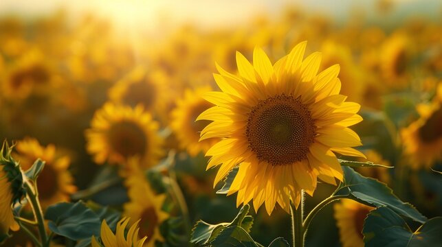 Radiant Sunflowers A Field of Golden Beauty Generative AI