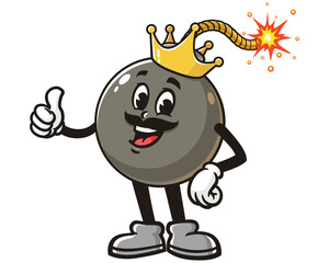 Bomb King cartoon mascot illustration character vector clip art hand drawn